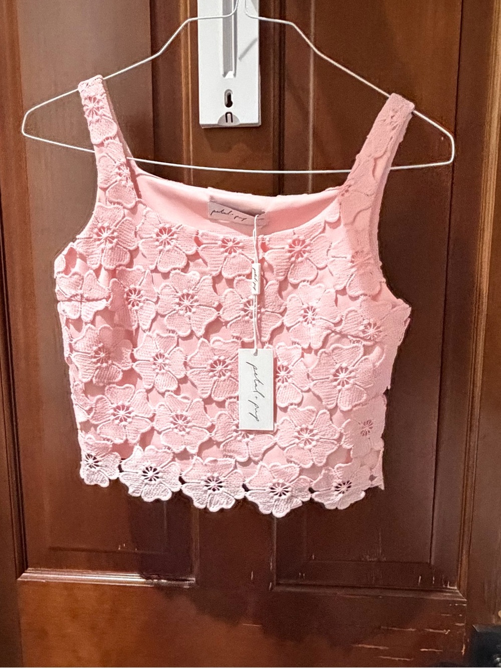 Petal & Pup Pink Floral Lace Crop Top - Picture 3 of 9